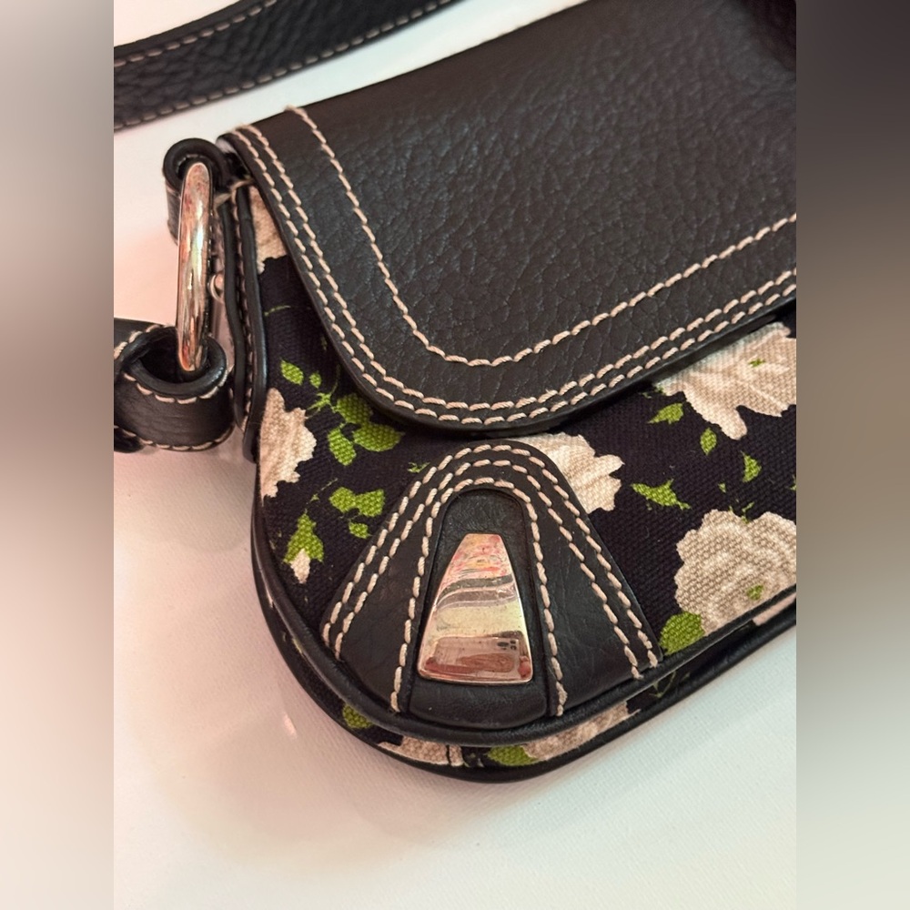 Dolce & Gabbana Floral Canvas & Leather Shoulder Bag Black Multi EUC MSRP $2200 - Picture 15 of 16